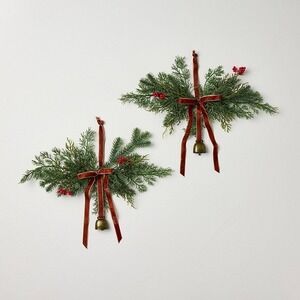 2pk Cypress & Red Berry w/Red Ribbon Mini Artificial Swag Hearth & Hand Magnolia
